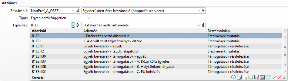 - Beszámoló adat keresés táblázat -