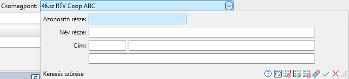 - Csomagpont keresés szűrési feltételek - 