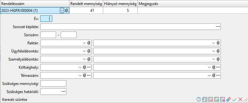 - Feladatra rendelés keresés szűrési feltételei -