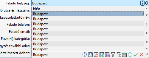 - Helység keresés alapértelmezett táblázata -