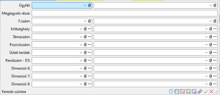 - Könyvelési tervadat keresés szűrési feltételei -