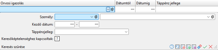 - Orvosi igazolás keresés szűrési feltételei -