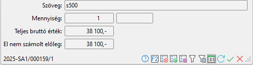 - Számla előleg tétel keresés további adatai - - Számla előleg tétel keresés további adatai -