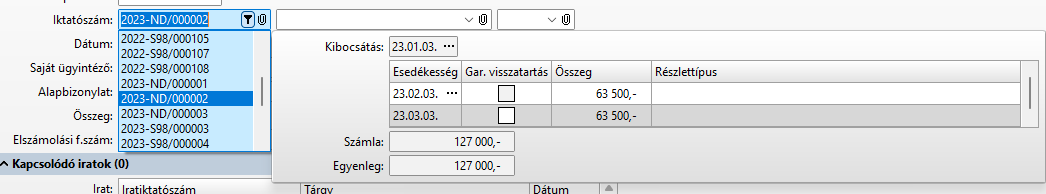 - Számla keresés további adatai -