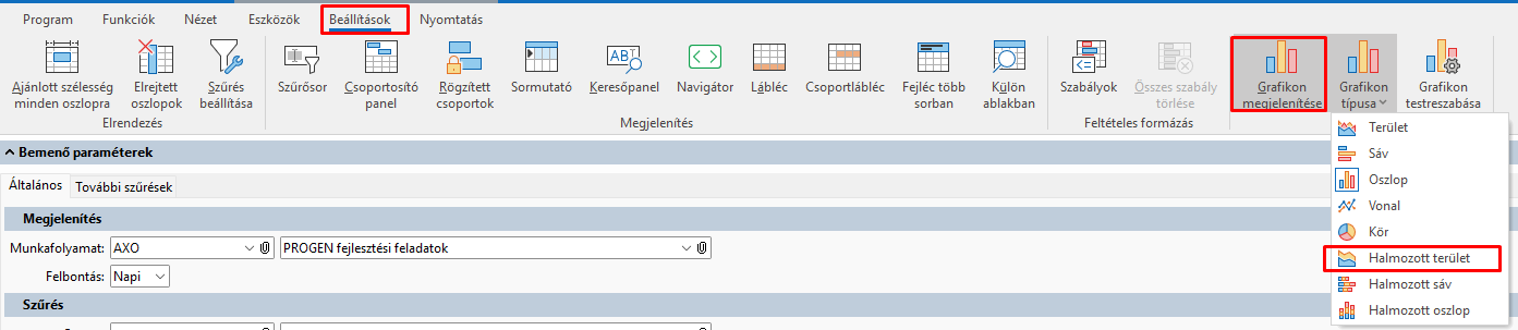- Grafikon beállítása - 