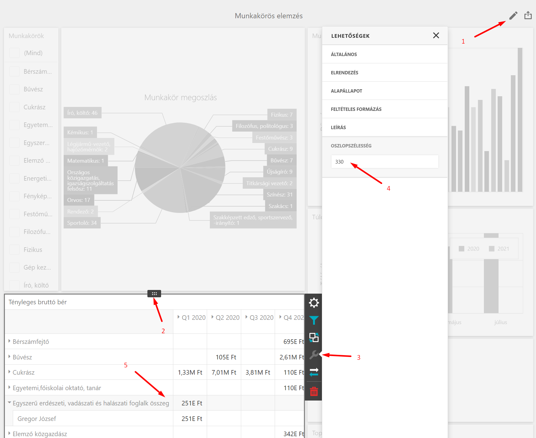 - Az oszlopszélesség beállítása -