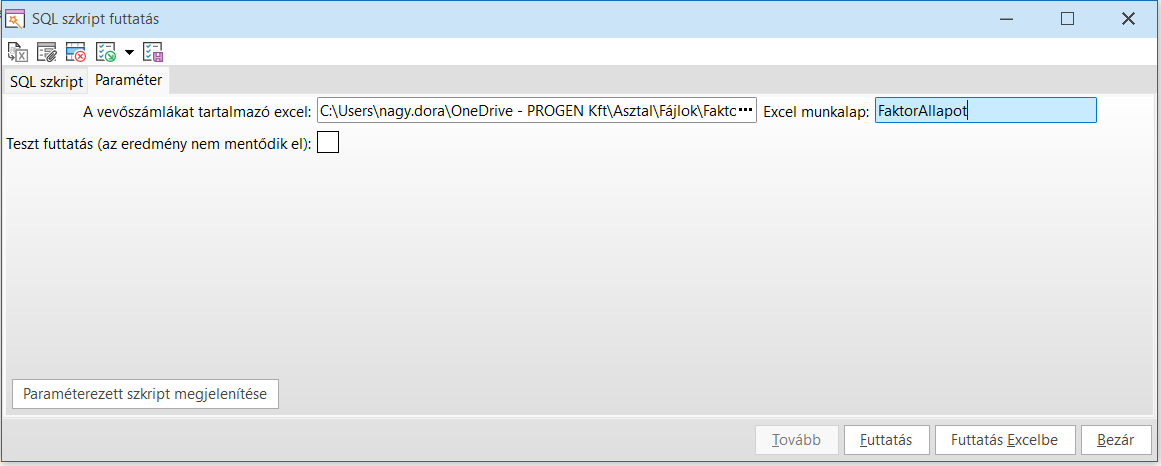 -FaktorAllapotImport szkript importálása a szkript futtatás segítségével-