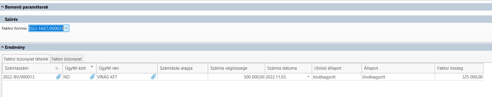 -Jóváhagyott faktorbizonylat-