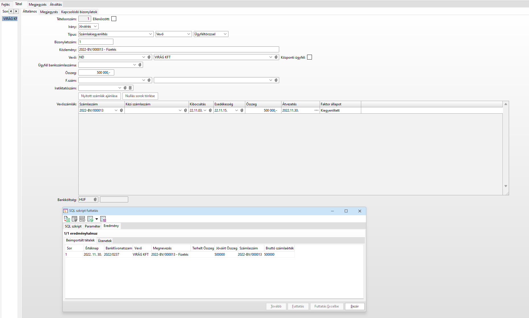 -Kiegyenlített állapotú kivonattétel importálása-